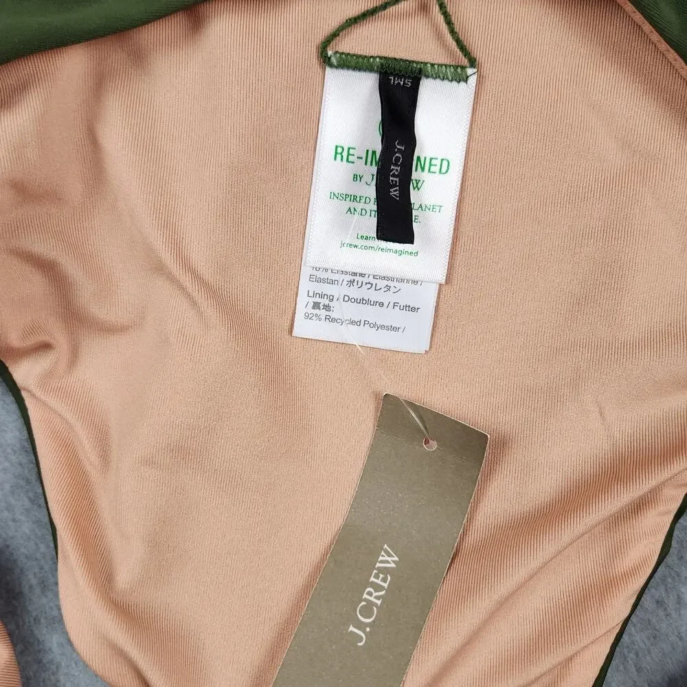 NWT J. Crew Curved-waist Cheeky Bikini Bottom Size Medium Green BC125